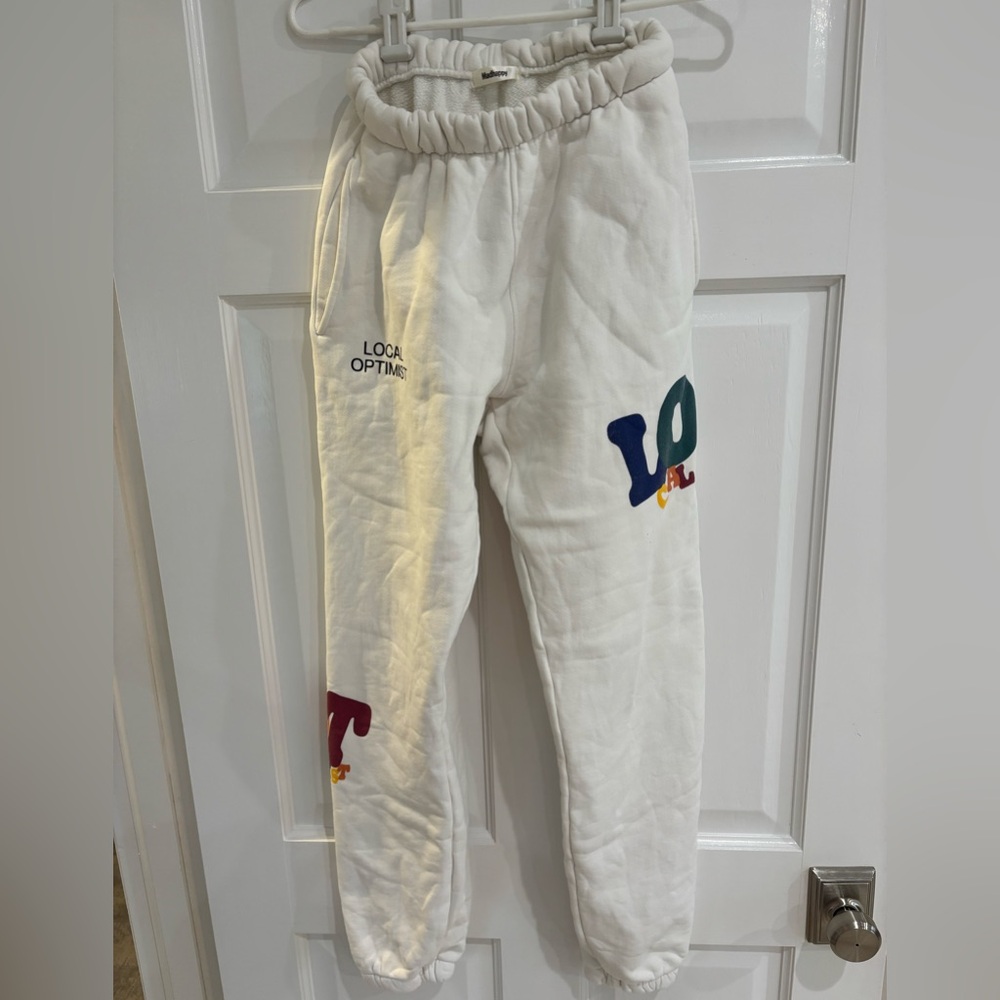 Madhappy White Sweatpants with Elastic Waistband and Relaxed Fit